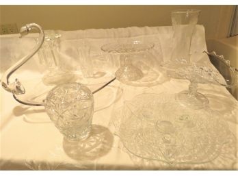 Clear Glass Collection Swan Cake Stand Bowls Vases