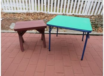 Folding Table And Redwood Small Bench