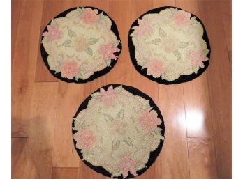 3 Round Needlepoint Chair Pads
