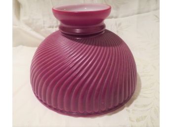 Vintage Purple  Ribbed Cased Milk Glass Oil Lamp Shade