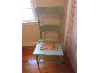 Antique Green Painted Cane Seat Ladderback Chair