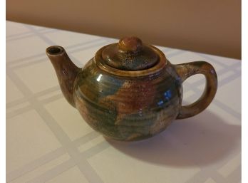 Hermitage Pottery Small Marble Glaze Pattern Teapot