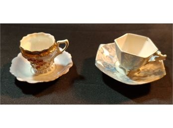 2 Porcelain Mini Teacup And Saucer, 1 Made In Germany