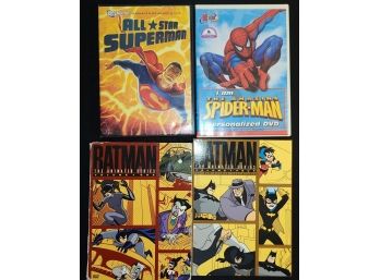 Lot Of 4 Dvd's, 2 Batman, 1 Superman, 1 Spiderman