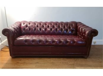 Vintage Chesterfield Tufted Leather Sleeper Sofa, Craftwork Guild