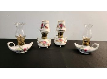 2 Pairs Of Floral Patterned Mini Lanterns