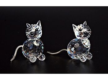 Two Swarovski Crystal Cats