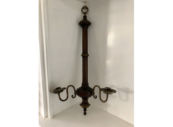 Antique Bronze And Wooden 2 Light Sconce