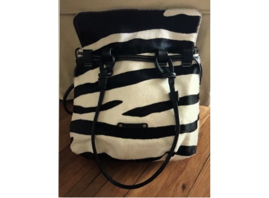 Zebra And Leather Designer Handbag By Puntotres. Made In Spain