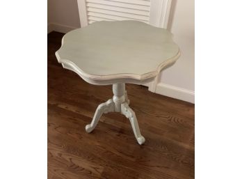 Round Wooden Pedestal Table With Scalloped Edges