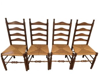 Four Ladder Back Chairs With Rush Seats