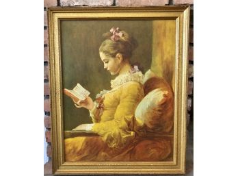 Framed Painting Of Jean-Honore Fragonard's 'Jeune Fille Lisant' - A Young Girl Reading