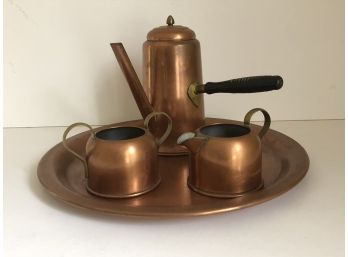 4 Piece Copper Craft Guild Chocolate/ Coffee Pot Set