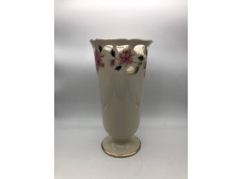 Lenox Vase Barrington Collection Pink Floral Pierced Vase, 8.5'