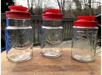 Vintage Planters Peanuts Glass Jars, Set Of 3