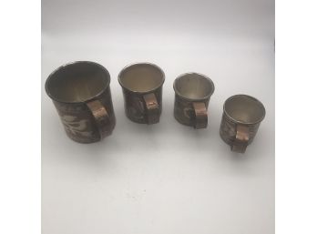 Vintage Etched Brass Measuring Cups