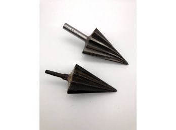 Set Of 2 Vintage Large Spiral Cone Drill Bits