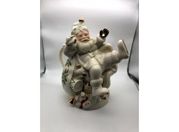 1999 Lenox Holiday Santa Teapot With Box