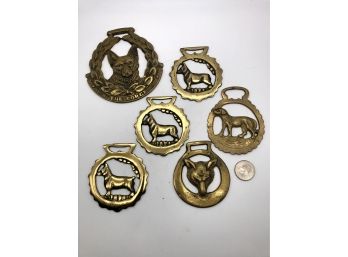 Set Of 6 Horse Brass, Dogs