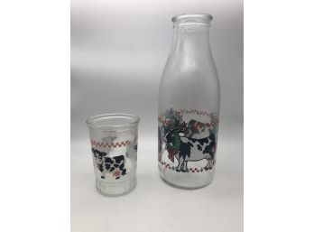 Vintage Bama Jelly Jar And La Parfait French Milk Jug