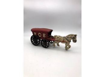 Vintage Cast Iron Horse Drawn Ice Wagon Figurine