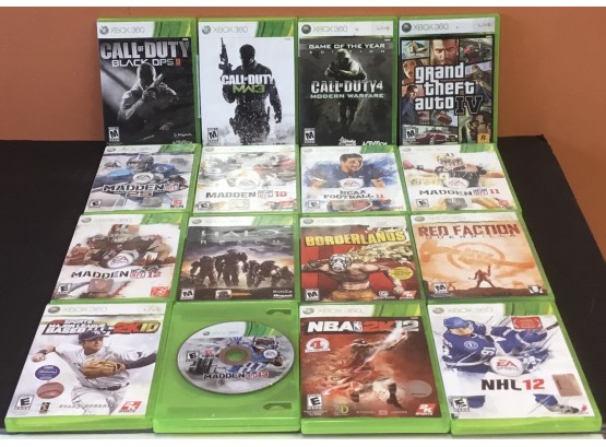 Xbox Games Discs 16 Call Of Duty, Madden Plus In Cases.