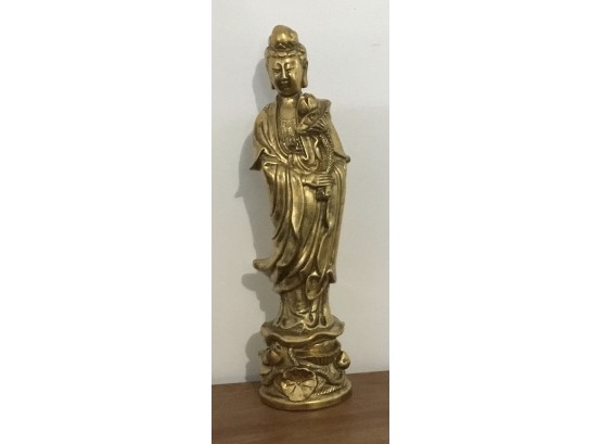 Vtg. Guan Vin Gold Leaf Figurine, God Of Compassion