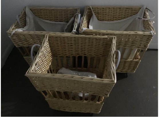 Pottery Barn Wicker Roller/caster Baskets Carts (3)