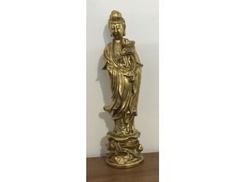 Vtg. Guan Vin Gold Leaf Figurine, God Of Compassion