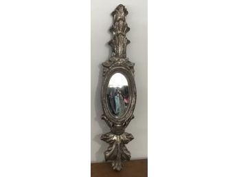 Vintage Oval Silvertone Carved Mirror