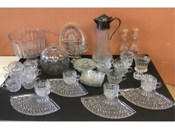 Wonderful Lot Of Vintage Crystal & Glass Fan Dishes. 34 Pcs.