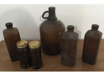 Antique Amber Bottles 6 FR Corporation