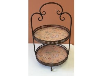 Two Tier Iron Paisley Print Utility Or Plant Stand