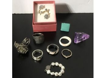 Vintage Rings, New To Old, Sterling, Spoon, & Lucite 10