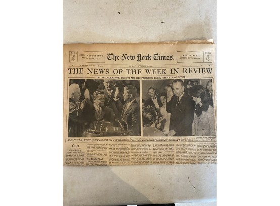 JFK & Lyndon B Johnson NY Times Newspaper (1963)