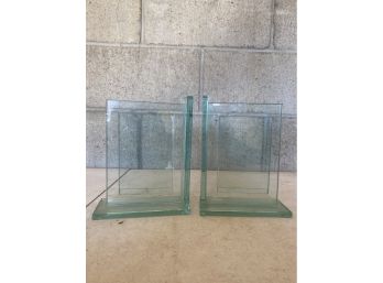 Set Of 2 Glass Book Ends