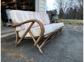 Mid Century Bamboo Rattan 3 Seater Couch