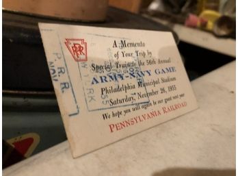 1955 Army Vs. Navy Football Game Train Ticket - Philadelphia Municipal Stadium