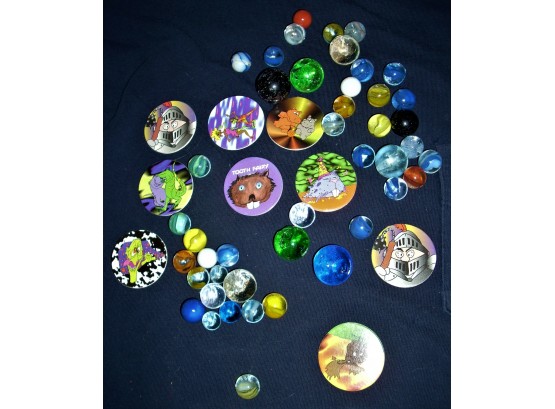 Vintage Assorted Collectible Marbles 70 Each & 24 Older Pogs