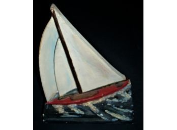 Chalk Ware Sailboat Galvano Bronze Co. Sailboat Sloop Nautical Vintage