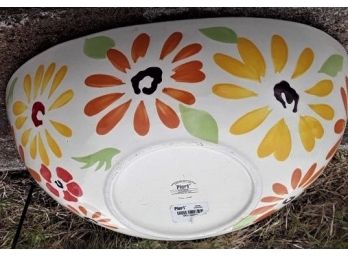 Large Pier 1 Hand Painted Serving Bowl 14 X 9 Inch Pier One