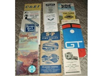 Railroad Timetables Vintage Mixed Lot Of 10