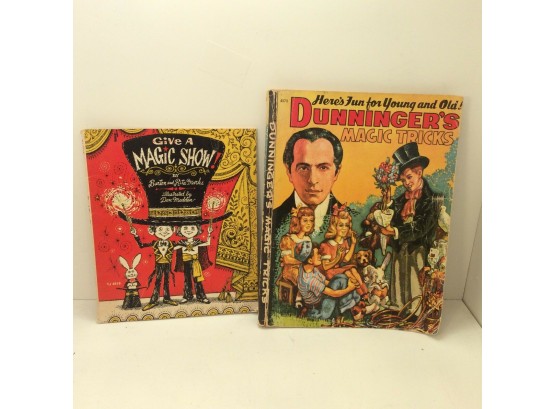 Lot Of 2 Vintage Magic Books Dunninger's Magic Tricks & Give A Magic Show