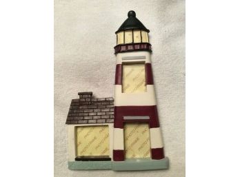 Lighthouse Shaped Photo Picture Frame Holds 3 Pictures 8.5' X 5' Resin