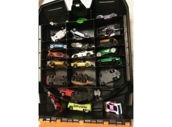 Lot Of 24 Hot Wheels/Matchbox In Carrying Case