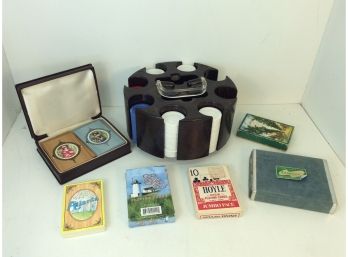 Vintage Poker Chips And Playing Cards