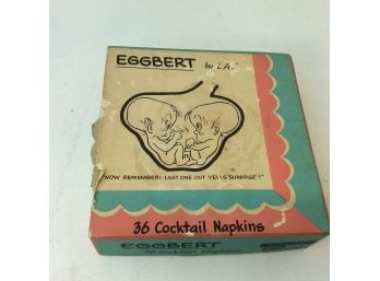 Vintage 1961 Eggbert Adult Humor Box Of 14 Cocktail Napkins With Sayings On Them