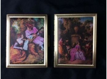 Lot Of 2 Vintage Victorian Theme Compact Photo Picture Holder Album Hold 12 Each