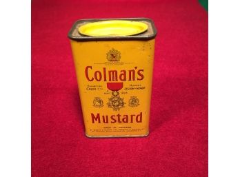 Vintage Coleman's Mustard Metal Container. Made In England. Nice Condition.