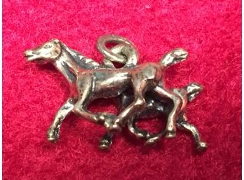 Vintage Running Galloping Silver Horses Charm Bracelet Charm.